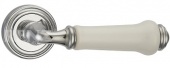 Ручка дверная RENZ 617-16 CP/WH "Сиракузы" (хром блестящий/керамика белая)