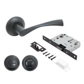 АЛЛЮР АРТ "ОСКАР" BL+L7050S BL+BK-R1 BL (13150/S7050) матовый черный Комп ручка и защелка с фикс(20)