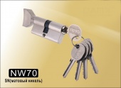 Цилиндровый механизм простой ключ-вертушка NW70 мм DAMX SN (Матовый никель)