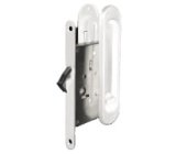 Ручка для раздвижных дверей овал (с замком) белый