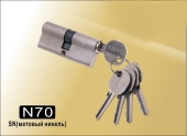 Цилиндровый механизм простой ключ-ключ N70мм DAMX SN (Матовый никель)