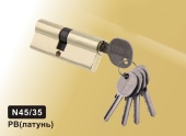 Цилиндровый механизм простой ключ-ключ N45/35 мм DAMX PB (Полированная латунь)