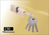 Цилиндровый механизм перфорированный ключ-ключ С90 мм DAMX PB (Полированная латунь)