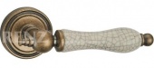 Ручка дверная RENZ 615-16 OB/OC "Мишель" (бронза состаренная/керамика состаренная)