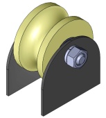 Ролик капролон d 70мм под трубу d.3/4" (d 25мм) на пластинах Р2708