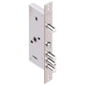 1.02.25 Замок врезной ЛАЗУРИТ никель, сувальдный- стержни 3шт. диаметр 16мм Под фалевую ручку задвижка