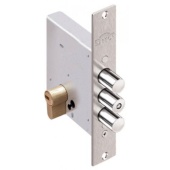 1.01.07 Замок врезной ЛАЗУРИТ никель, под цилиндр- стержни 3шт. диаметр 16мм