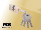 Цилиндровый механизм перфорированный ключ-ключ С60 мм DAMX PB (Полированная латунь)