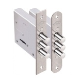 1.04.04 Замок врезной КРЕМЕНЬ никель, сувальдный- стержни 3шт. диаметр 12мм