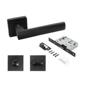 АЛЛЮР АРТ "КОЛОМБО"  BL/BL+L7050S BL+BK-S1 BL (23150/S7050) матовый черный Комплект ручка и защелка с фикс.(20)