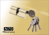 Цилиндровый механизм простой ключ-ключ N70 мм DAMX PB (Полированная латунь)