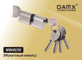Цилиндровый механизм простой ключ-вертушка NW45/35 мм DAMX SN (Матовый никель)