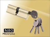Цилиндровый механизм простой ключ-ключ N80 мм DAMX PB (Полированная латунь)