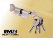 Цилиндровый механизм простой ключ-вертушка NW80 мм DAMX SN (Матовый никель)