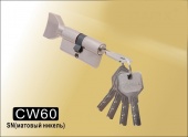 Цилиндровый механизм перфорированный ключ-вертушка СW60 мм DAMX SN (Матовый никель)