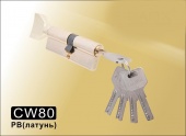 Цилиндровый механизм перфорированный ключ-вертушка СW80 мм DAMX PB (Полированная латунь)