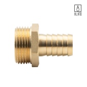 Штуцер для присоединения шланга НР, латунный, 0128-2520, 1" x Φ20 (1" x Φ20)