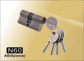 Цилиндровый механизм простой ключ-ключ N60 мм DAMX AB (Бронза)
