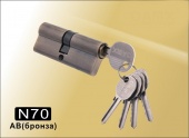 Цилиндровый механизм простой ключ-ключ N70 мм DAMX AB (Бронза)