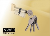 Цилиндровый механизм простой ключ-вертушка NW60 мм DAMX PB (Полированная латунь)