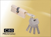 Цилиндровый механизм перфорированный ключ-ключ С80 мм DAMX PB (Полированная латунь)