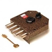 1.06.61.МА Замок накладной ГРАНИТ никель, сувальдный- стержни 4шт. диаметр 18мм задвижка с защитной шторкой, медный антик