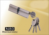 Цилиндровый механизм простой ключ-ключ N80мм DAMX SN (Матовый никель)