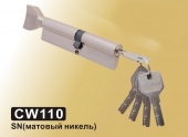 Цилиндровый механизм перфорированный ключ-вертушка CW110 мм DAMX SN (Матовый никель)