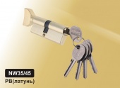 Цилиндровый механизм простой ключ-вертушка NW35/45 мм DAMX PB (Полированная латунь)
