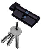 Цилиндр TIXX 60 мм К-З, стандартный ключ, черный  арт: TIXX CS 60-H Black