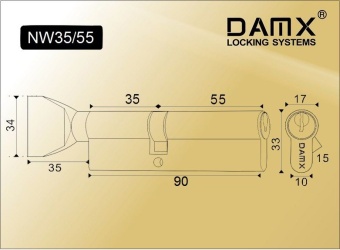 ЦМ NW90 (35/55) мм DAMX PB (Полированная латунь)