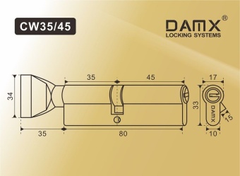 ЦМ СW80 (35/45) мм DAMX PB (Полированная латунь)