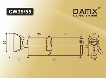 ЦМ СW90 (35/55) мм DAMX PB (Полированная латунь)